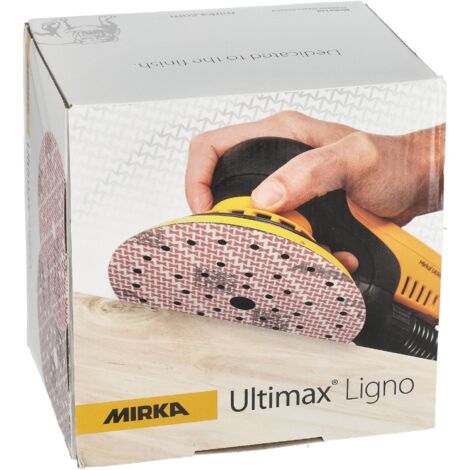 Mirka Ultimax Ligno Ø 150mm Disques abrasifs autoagrippant Multifit / grain 220 / 100 pièces / Multi-trous / pour poncer les surfaces en bois