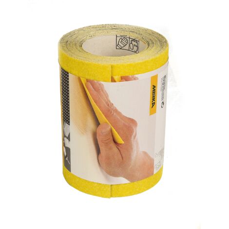 Mirka Yellow Carta abrasiva Rotolo di carta abrasiva / 115 mm x 5 m / P80 / levigatura di legno duro, legno dolce, vernice, stucco, plastica / 1 rotolo