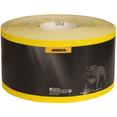 Mirka Yellow Carta abrasiva Rotolo di carta abrasiva / 115 mm x 50 m / P240 / levigatura di legno duro, legno dolce, vernice, stucco, plastica / 1 rotolo