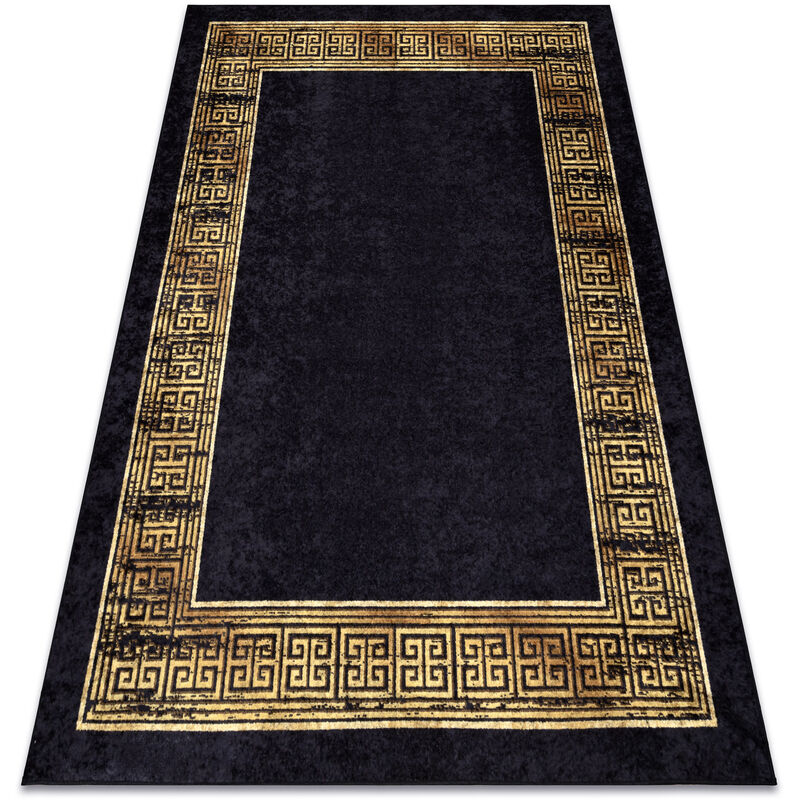 Rugsx - miro 51223.806 washing carpet Frame, greek anti-slip - black / gold black 140x190 cm