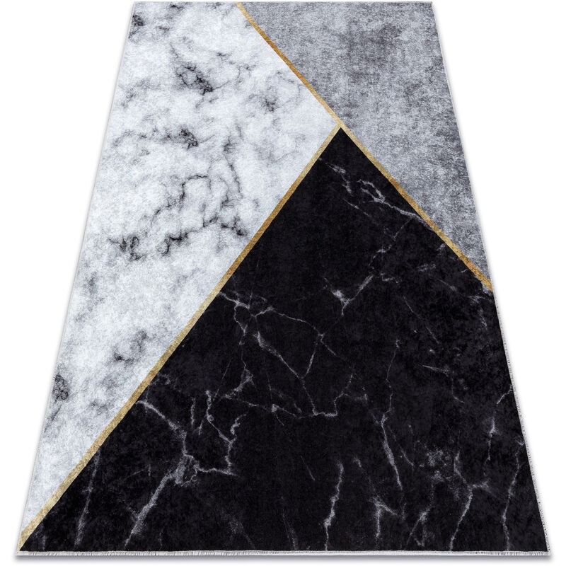Rugsx - miro 51330.804 washing carpet Marble, geometric anti-slip - grey black 160x220 cm