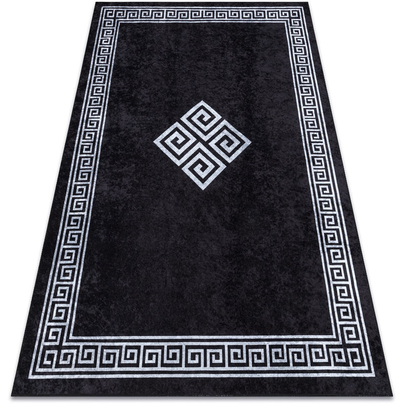 Rugsx - miro 52071.804 washing carpet Frame, greek anti-slip - black / white black 120x170 cm