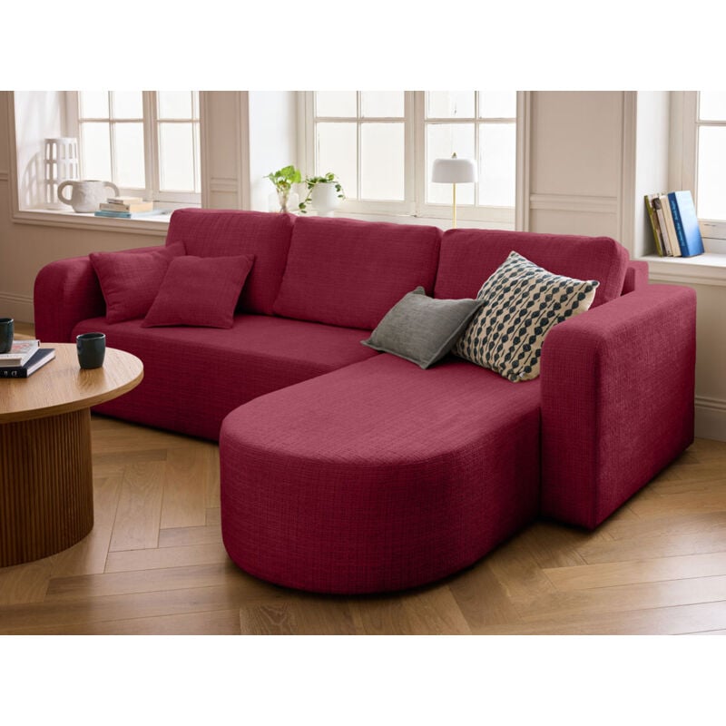 Miro - canapé d'angle réversible - 4 places - convertible avec coffre - en velours texturé