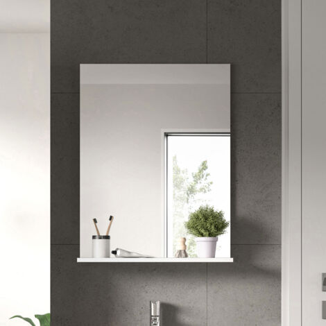 Miroir 1 étagère 60x18x78 cm blanc brillant - KAN