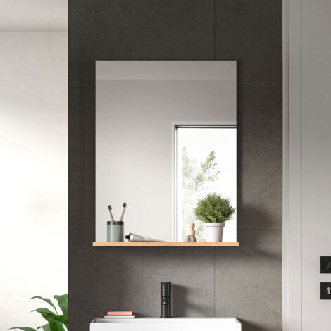 Miroir 1 étagère 60x18x78 cm chêne brun et kaki - OLBO