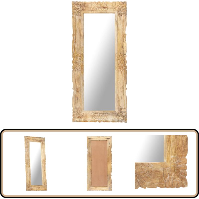 Vidaxl - Miroir 110x50 cm Bois de manguier massif - Miroir Décoratif - Miroir Mural - Miroir En Bois - Miroir Design - Miroir Scandinave