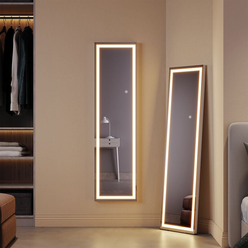 Sirhona - Miroir 150x40x35cm avec interrupteur tactile et éclairage led 3 couleurs Miroir mural moderne