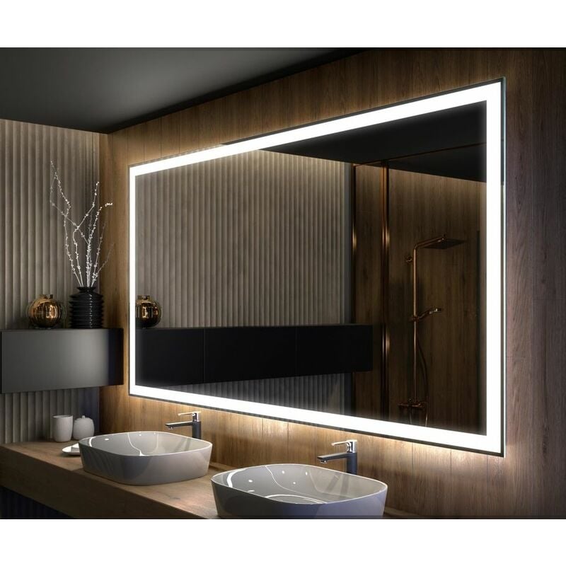 Artforma - Miroir led Lumineux 130x100 cm de Salle de Bain Mural AmbientLine avec éclairage Blanc Froid 7000K L01 Transparent