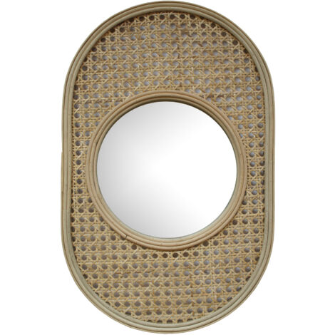 Miroir 30x45 cm en rotin naturel