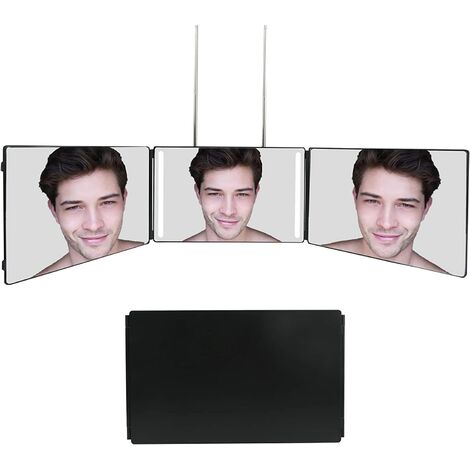 Miroir 360 LED, miroir 3 voies, miroir auto-coupant, miroir pliant pour auto-coupe, maquillage,