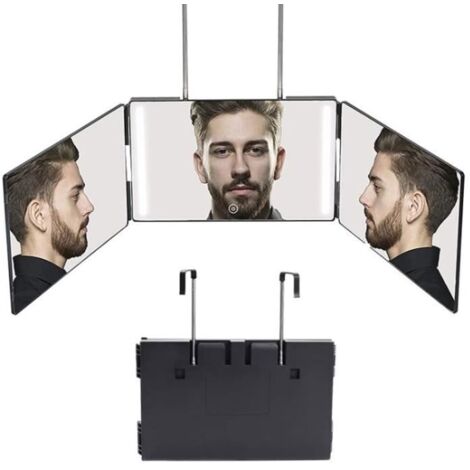 Miroir 360°,Self Cut Miroir 3 Faces Pliable,De Coiffeur Voir L\'arrière De La Tête pour La Coupe De Cheveux,Le Coiffage,Le