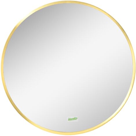 Miroir 50 cm, miroir de salle de bain rond, miroir mural, miroir de couloir, avec fonction mémoire, IP44, miroir décoratif pour salle de bain - Doré