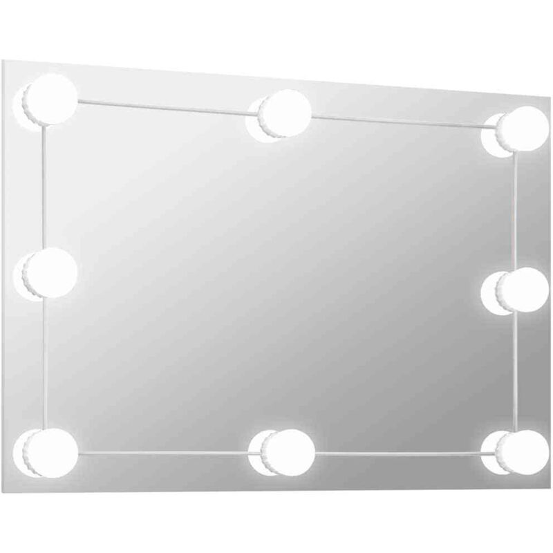 Miroir mural avec lampes led Rectangulaire Verre