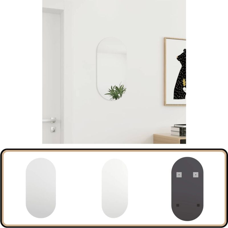 Miroir 60x30 cm Verre - Miroir Mural - Miroir Moderne - Miroir Salle De Bain - Décoration Murale - Miroir Design