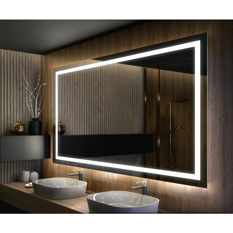 Miroir LED Lumineux 160x60 cm de Salle de Bain Mural AmbientLine avec éclairage Blanc Froid 7000K L15 Artforma