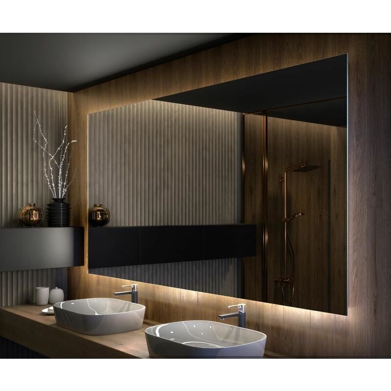 Miroir led Lumineux 100x70 cm de Salle de Bain Mural AmbientLine avec éclairage Blanc Froid 7000K L58 Artforma Transparent