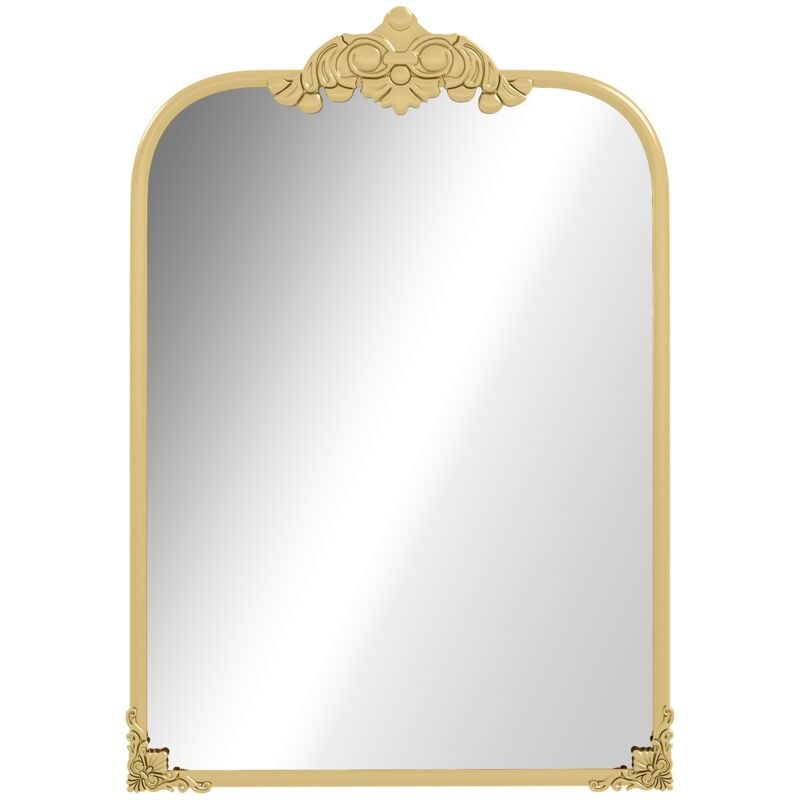 Miroir 60x87 cm, miroir de salle de bain carré, miroir mural, miroir de couloir, style baroque avec cadre décoratif en métal, miroir décoratif de