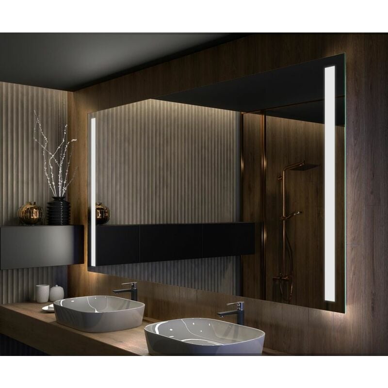 Artforma - Miroir led Lumineux 100x80 cm de Salle de Bain Mural AmbientLine avec éclairage Blanc Froid 7000K L02 Transparent