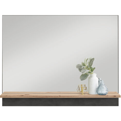 Miroir 80 cm chêne et anthracite - MIDDO