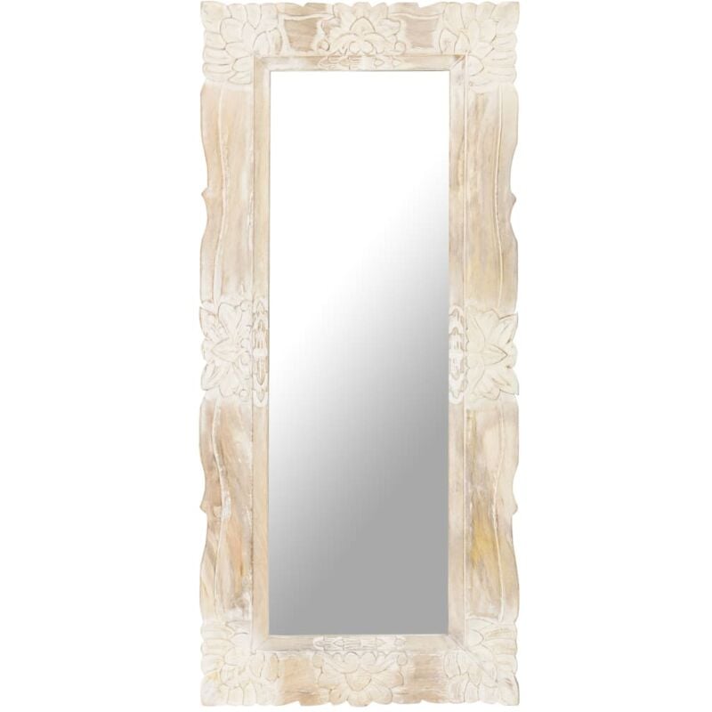 Maisonchic - Miroir, Miroir déco, Miroir Salon Blanc 110x50 cm Bois de manguier massif WFE857103 design in
