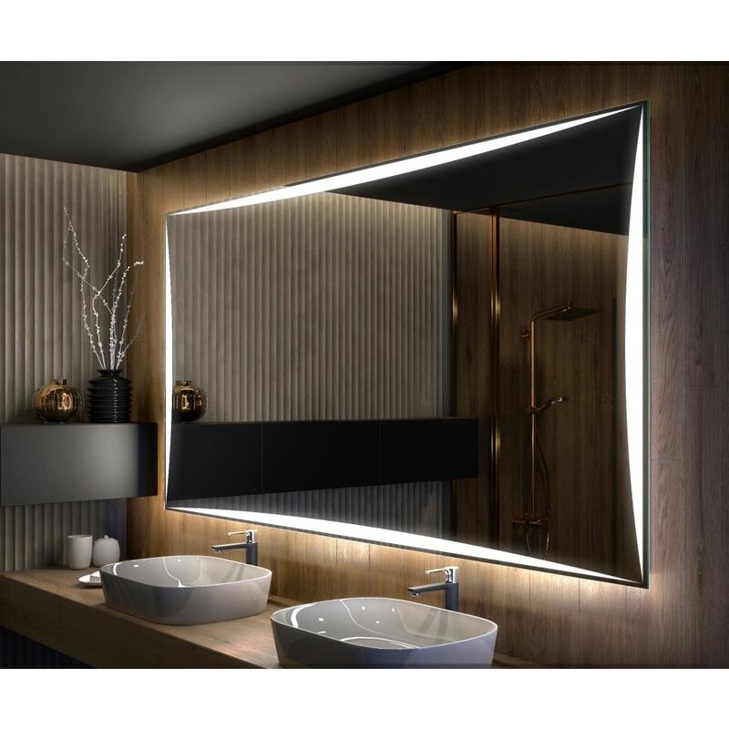 Artforma - Miroir led Lumineux 200x60 cm de Salle de Bain Mural AmbientLine avec éclairage Blanc Froid 7000K L77 Transparent