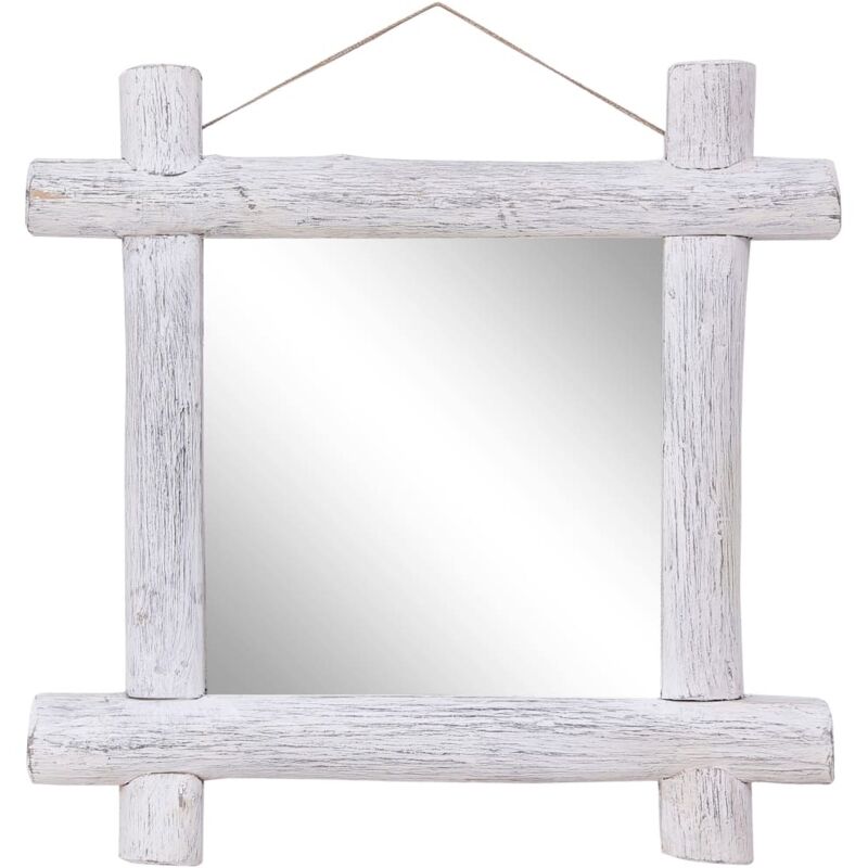 Vidaxl - Miroir à bûches Blanc 70x70 cm Bois de récupération massif