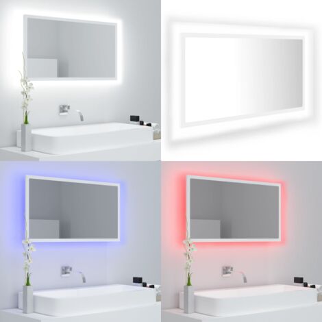 Miroir à LED de salle de bain Blanc 80x8,5x37 cm Acrylique - Miroir Led - Miroir Salle De Bain - Meuble Salle De Bain - Éclairage Salle De Bain - Décoration Salle De Bain - Home & Living