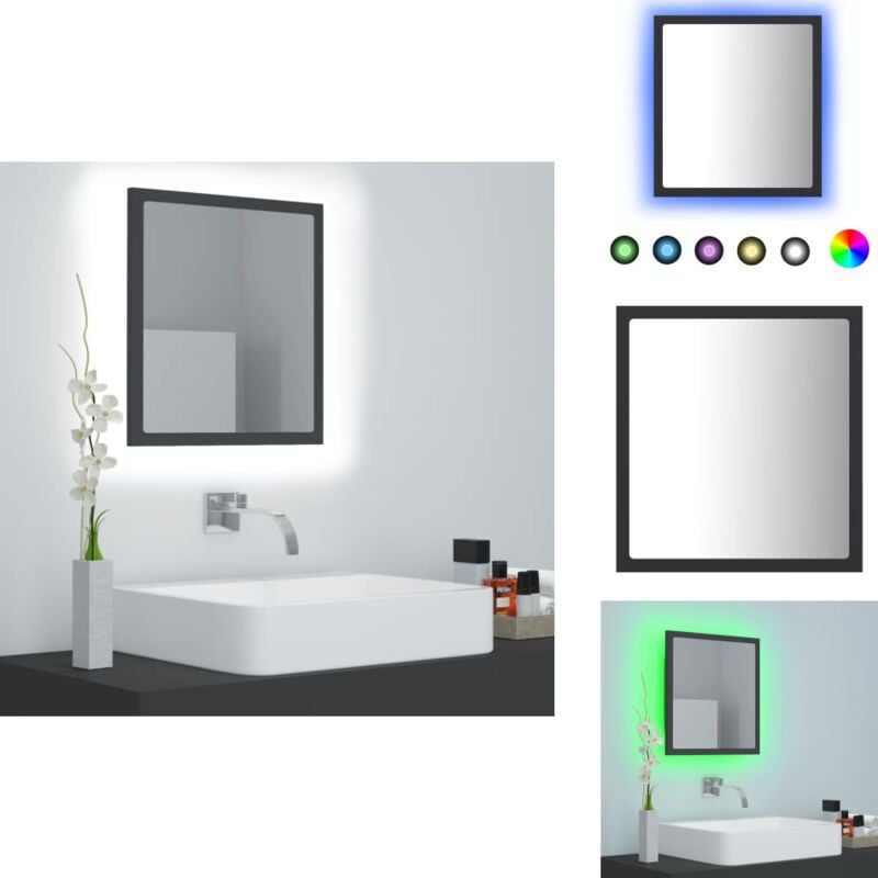 Miroir à led de salle de bain Gris 40x8,5x37 cm Acrylique - Miroir Led - Miroir Salle De Bain - Meuble Salle De Bain - Éclairage Salle De Bain