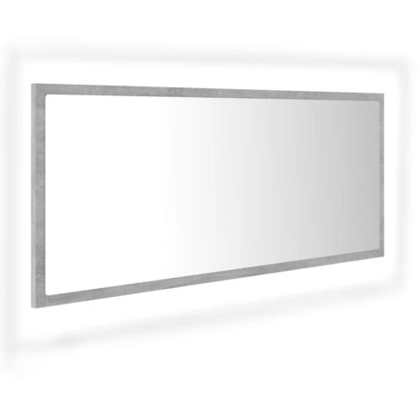 Miroir à LED de salle de bain Gris béton 100x8,5x37cm Acrylique CFW135543