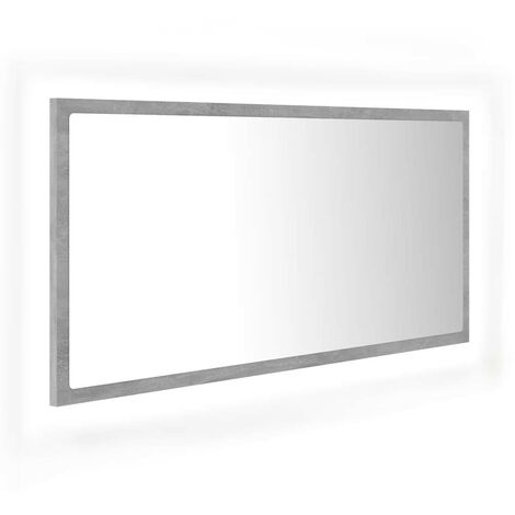 Miroir à LED de salle de bain Gris béton 90x8,5x37