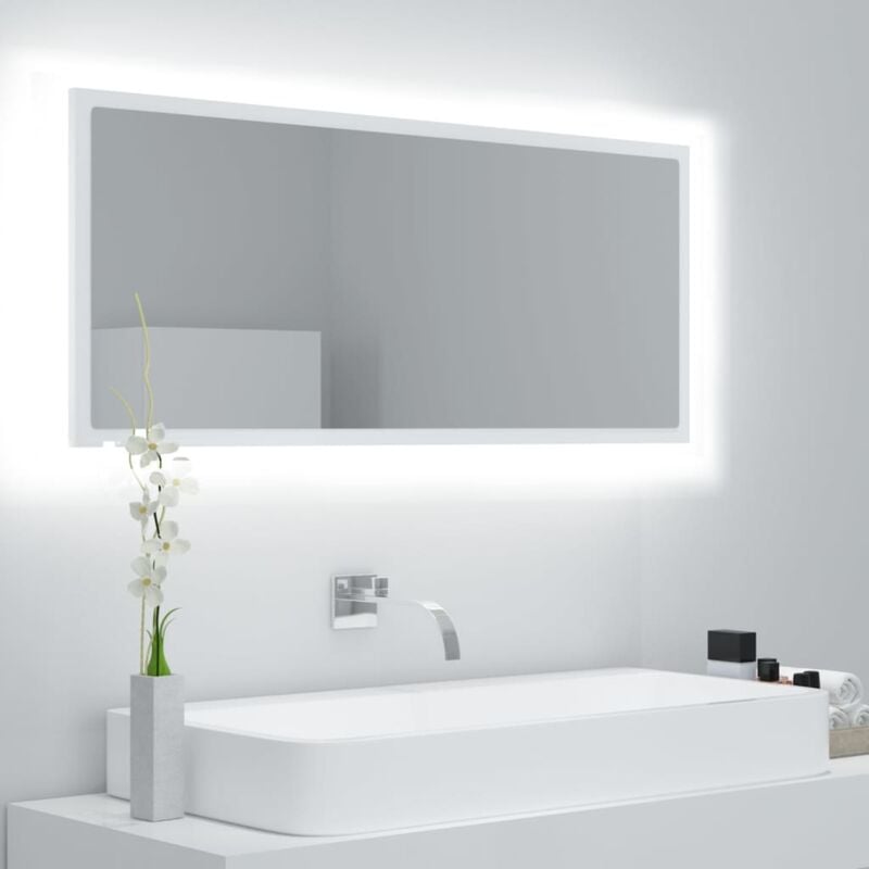 Miroir à LED de salle de bain, Miroir maquillage, Miroir mural blanc 100x8,5x37 cm acrylique pwfn94598 DESIGN IN