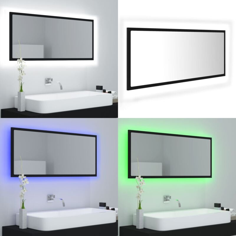 Vidaxl - Miroir à led de salle de bain Noir 100x8,5x37 cm Acrylique - Miroir Led - Miroir Salle De Bain - Meuble Salle De Bain - Éclairage Salle De