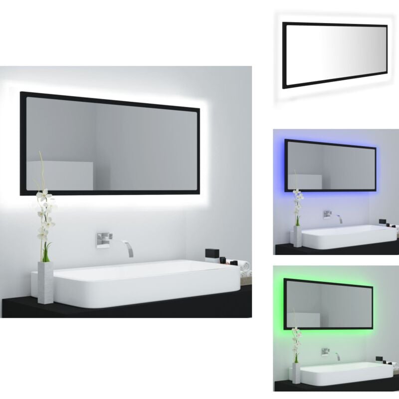 Vidaxl - Miroir à led de salle de bain Noir 100x8,5x37 cm Acrylique - Miroir Led - Miroir Salle De Bain - Meuble Salle De Bain - Éclairage Salle De