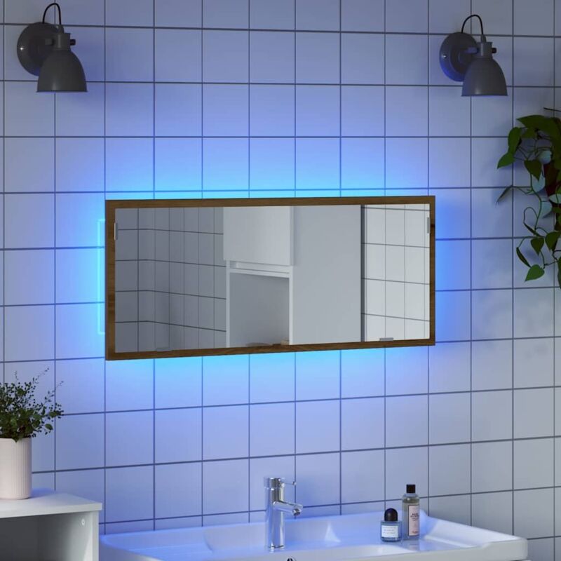 Miroir de salle de bain à led chêne artisanal bois d'ingénierie - Vidaxl