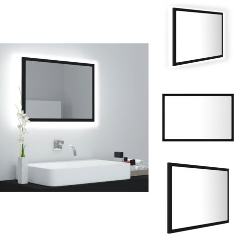 Miroir à LED de salle de bain Noir 60x8,5x37 cm Acrylique - Miroir Led - Miroir Salle De Bain - Meuble Salle De Bain - Éclairage Salle De Bain - Décoration Salle De Bain