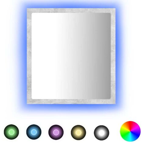 Miroir à LED Luxueux, Miroir pour salle de bain, Gris béton 40x8,5x37 cm Aggloméré OIB9623E