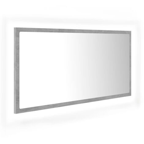 Miroir à LED Luxueux, Miroir pour salle de bain, Gris béton 90x8,5x37 cm Aggloméré OIB3884E