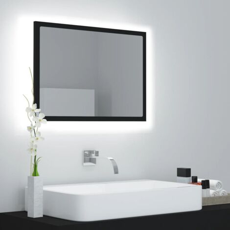 Miroir à LED | Miroir déco pour Salle de bain Salon Chambre ou Dressing Noir 60x8,5x37 cm Aggloméré 39899 - Noir