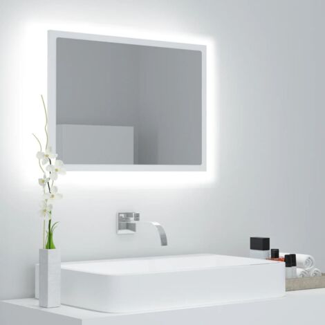 Miroir à LED Style baroque - Miroir lumineux de salle de bain Blanc 60x8,5x37 cm Aggloméré BV878984 - BonneVie