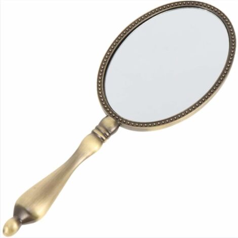 Miroir à Main avec Poignée Miroir en Métal Vintage Miroir de Maquillage Compact pour Maquillage de Maquillage