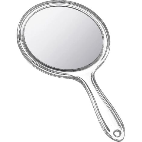 Miroir à main double face avec loupe 1x/2x et poignée transparente