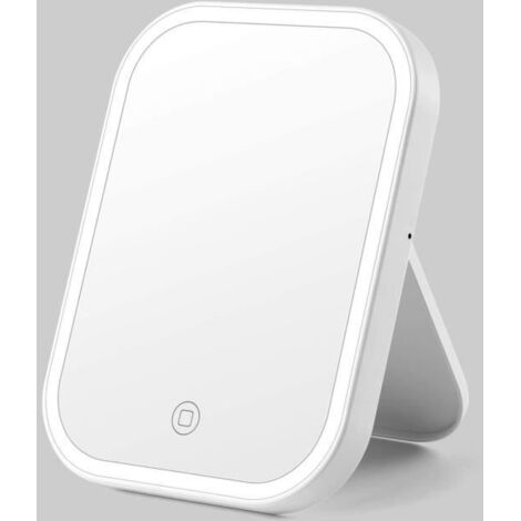 Miroir à Maquillage,Miroir LED Maquillage ,Lumineux Maquillage Avec Bouton Storage tactile miroir pliant 180°,blanc