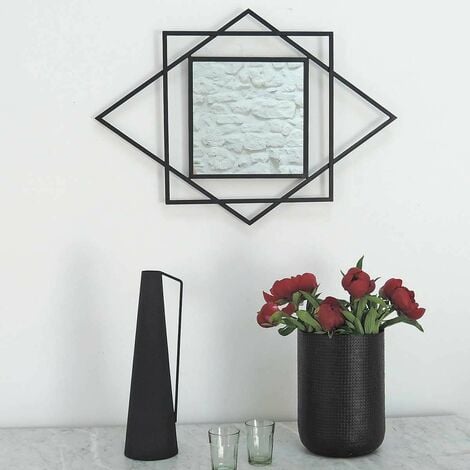 DECOCLICO FACTORY Miroir à motif graphique Art Déco noir 70 x 50 cm - Tonka - intérieur/extérieur - negro