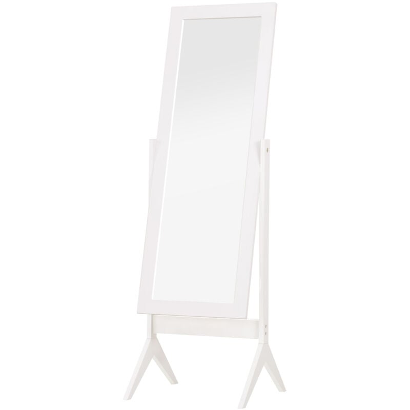 Homcom - Miroir à pied inclinaison réglable dim. 47L x 46l x 148H cm mdf blanc