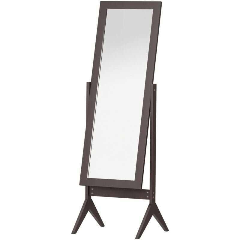 Homcom - Miroir à pied inclinaison réglable dim. 47L x 46l x 148H cm mdf brun foncé