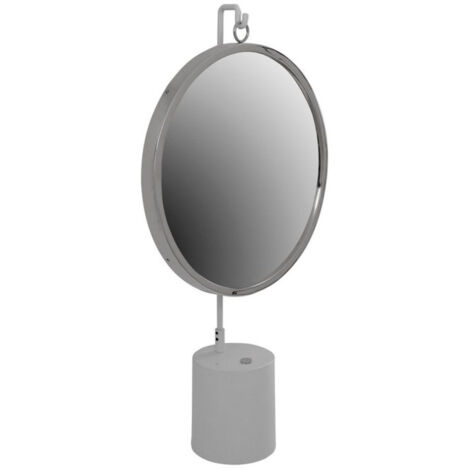 Miroir à Poser Rond "Eleganca" 75cm Blanc & Argent
