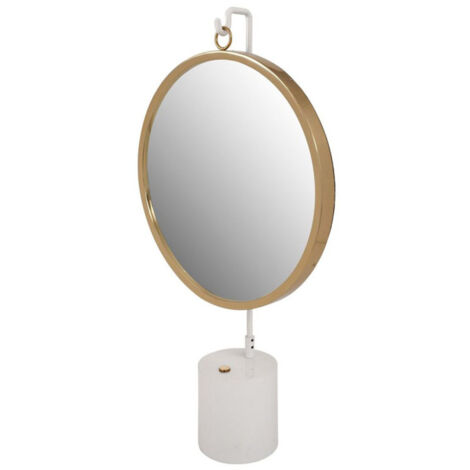 Miroir à Poser Rond "Eleganca" 75cm Blanc & Or