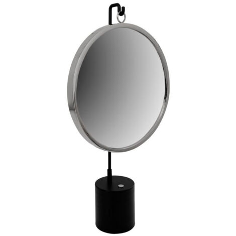 Miroir à Poser Rond "Eleganca" 75cm Noir & Argent