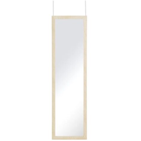 Miroir à suspendre à une porte ou à un mur, blanc et beige, 126 cm