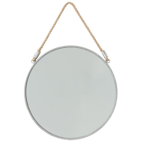 Miroir à Suspendre en Métal "Rond" 37cm Gris